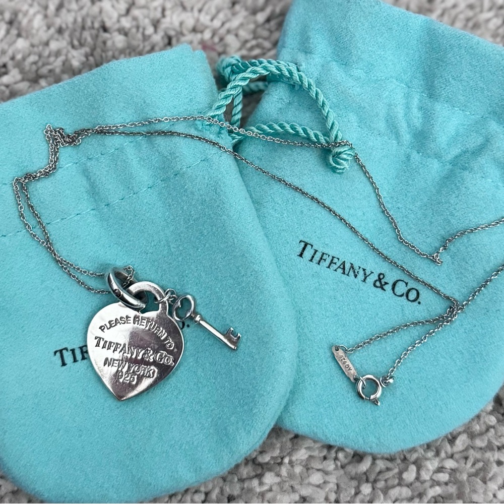 Tiffany & Co. Silver Heart and Key Necklace